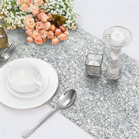 Satin Sequin Christmas and wedding Table Runner-Silver – The Purple Tree