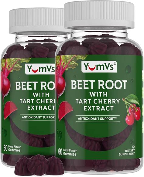 Amazon.com: YUM-V'S Beet Root Gummies with Tart Cherry Extract - Berry ...