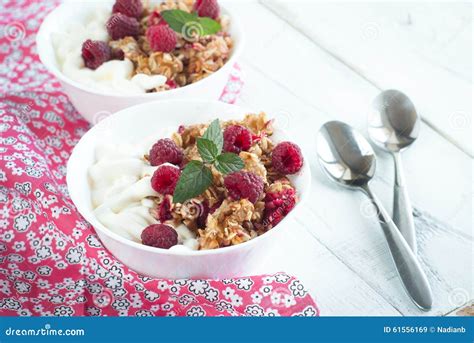 Healthy Snack - with Sour Cream and Granola Stock Image - Image of ...