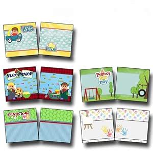 PLAYTIME BOY Non-Photo-Mat Scrapbook Set - 5 Double Page Layouts ...