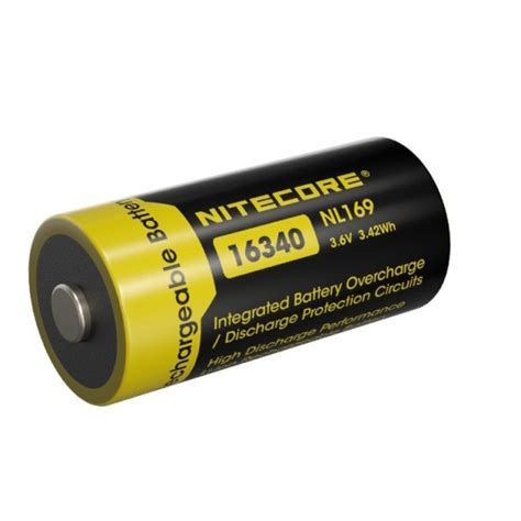 Nitecore RCR123A 950mAh Rechargeable Li-ion Battery (NL169 - 3.6v ...