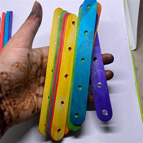 Wooden Icecream multicolor sticks with hole and sticks-1pack ...