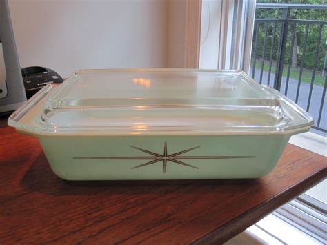 Vintage PYREX 575-B Turquoise Starburst 2-Quart Casserole Baking Dish w ...