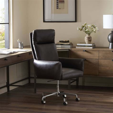 Wayland Leather Desk Chair, Sonoma Black by Four Hands – High Fashion Home