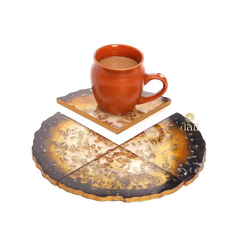 DULI Set of 4 Premium Resin Coasters for Tea, Coffee, Chai - Triangular ...