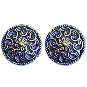 MR JHA CREATIONS Traditional Design Blue and Gold Color Metal Buttons ...