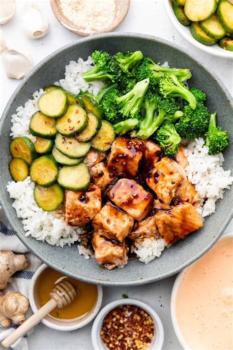 Sticky Salmon Rice Bowls - Erin Lives Whole