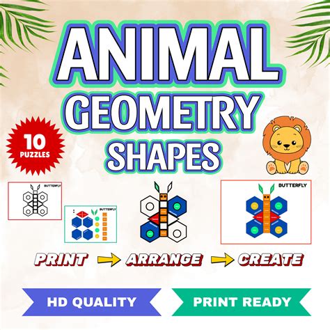 Printable Geometric Animal Shapes Puzzle for Kids | Geometry Animal Pu ...