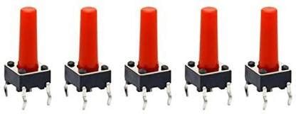 Electronic Spices 6 X 6 X 20mm Red Color Tactile Momentary Push Button ...