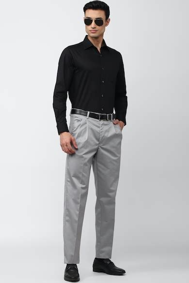 Buy Men Grey Solid Regular Fit Chino Casual Trousers Online - 856317 ...