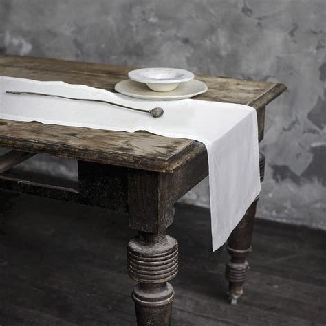 Buy EVERLY Handmade Hemstitch Design Natural Linen Table Runner 14 x 90 ...