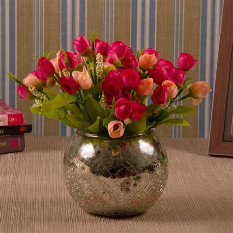 Buy TIED RIBBONS Cycle Shape Flower Vase with Peonies Bunches for Home ...
