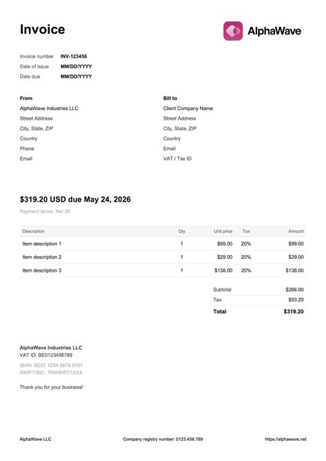 Free Microsoft Word Invoice Templates (.docx) | Billpal