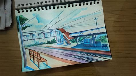 Railway Station Drawing Local Train 的图像结果