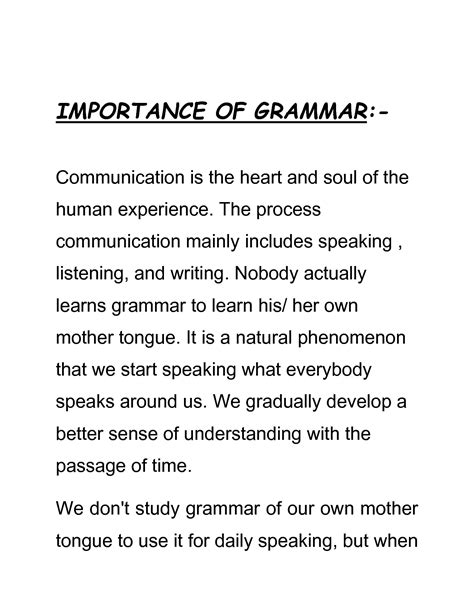 Importance Of Grammar In Communication Pdf