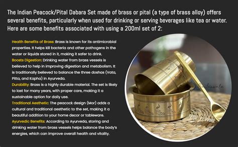 Buy PURI BARTANWALA - Indian Peacock/Mor - Brass/Pital DABARA Set 200 ...