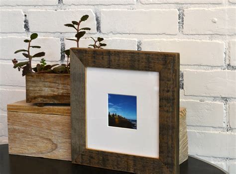 7x7 Square Picture Frame in 1.5 Wide Rustic Natural Reclaimed Cedar ...