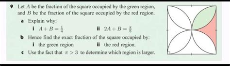 Let A be the fraction of the square occupied by the green region, and B ...