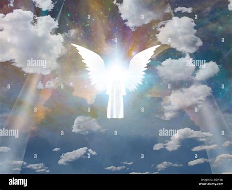 Shining angel in the sky. 3D rendering Stock Photo - Alamy