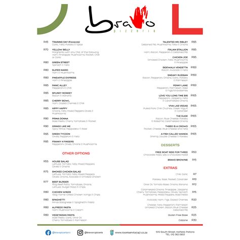 Bravo Pizzeria Menu on Behance