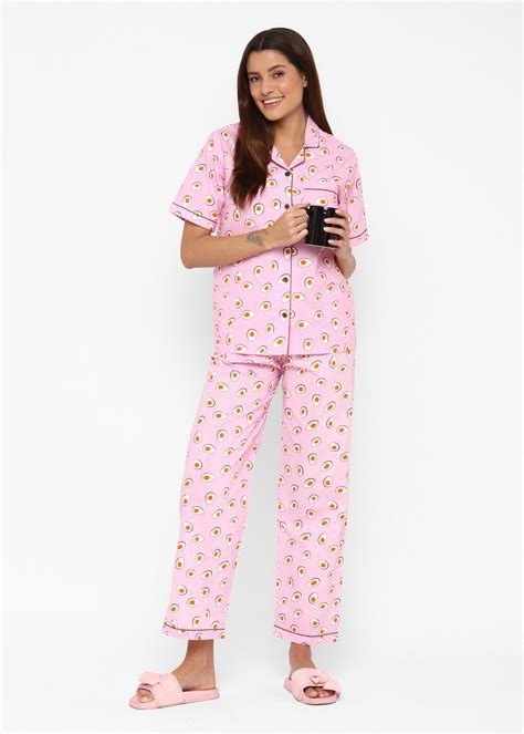 Egg and Yolk Print Short Sleeve Women's Night Suit – Shopbloom