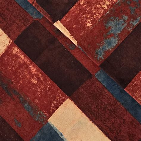 Pure Cotton Ajrak Rust Red Different Colour Joint Bricks Hand Block Pr ...