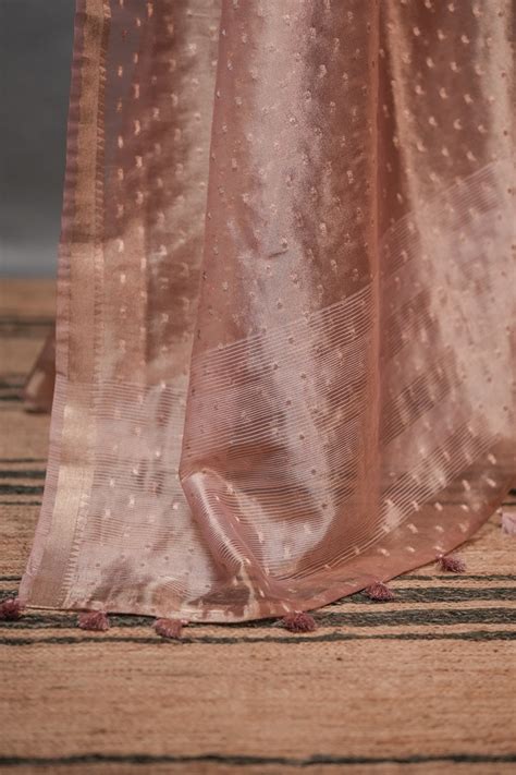 Onion Pink Semi Tissue Organza Saree | Pulimoottil Silks