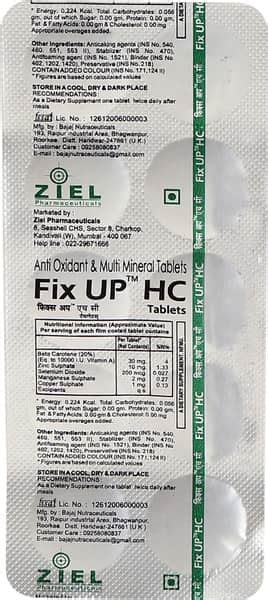 Buy Fix Up Hc Strip Of 10 Tablets Online & Save Up to 24% at PharmEasy