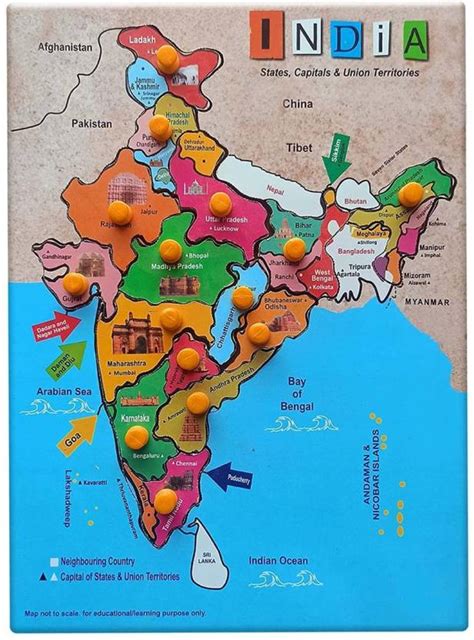 Poktum India Map Wooden Puzzle Learning Educational Board Tray Price in ...