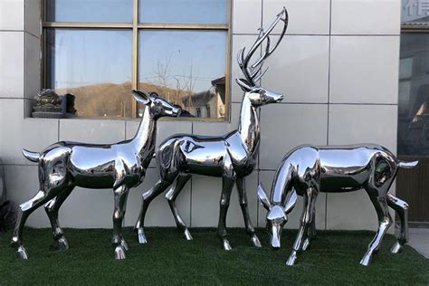 不锈钢鹿雕塑铁艺抽象几何鹿铝合金块面景观雕塑切面抛光鹿摆件-淘宝网