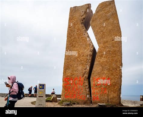 The monument of “A Ferida” (The Wound) seen painted with the words ...