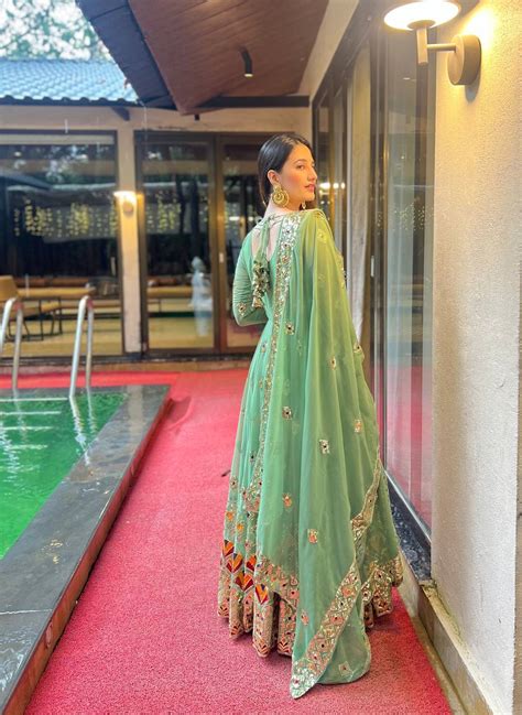 Green Colored Real Heavy Embroidery Work Anarkali Suit Set SI 1188 ...