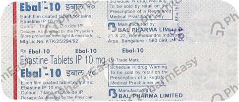 Ebal 10 MG Tablet (10): Uses, Side Effects, Price, Dosage & Composition ...