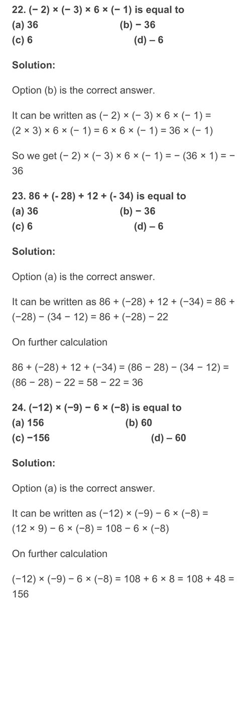 RD Sharma Class 6 Maths Chapter 5 Negative Numbers and Integers ...