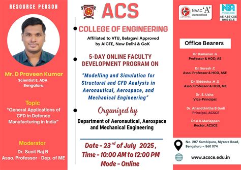 FDP on Modelling and Simulation for Structural and CFD Analysis - ACSCE