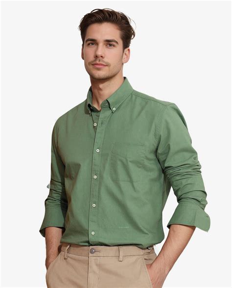 Rare Rabbit Men's Auxfo Green Cotton Fabric Full Sleeves Solid Shirt