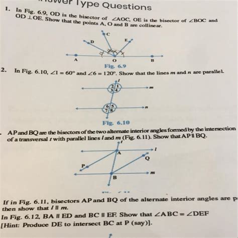 1. In Fig. 6.9, OD is the bisector of angle AOC, OE is the bisector of ...