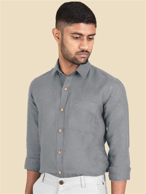 Grey Pure Linen Full Sleeve Shirt – Linen Trail