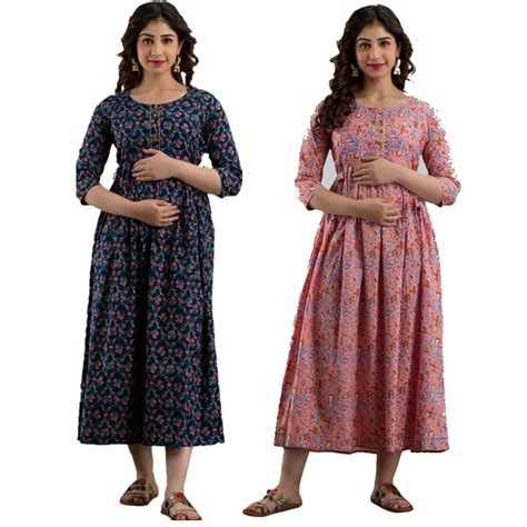 Buy VAIDIKI Women's 100% Cotton Maternity Feeding Kurti with Zipper ...