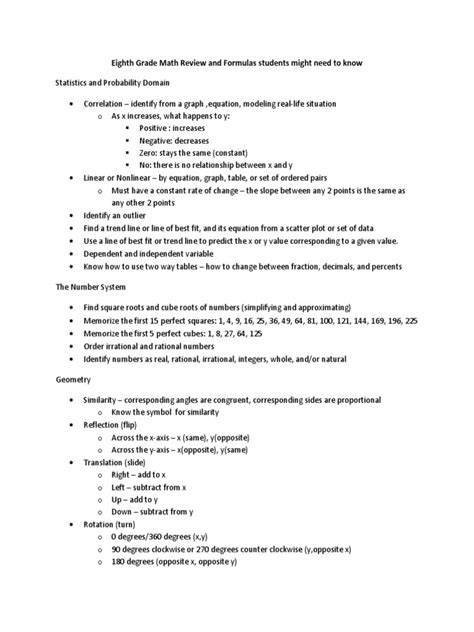 Image result for Formulas for 8th Grade Math