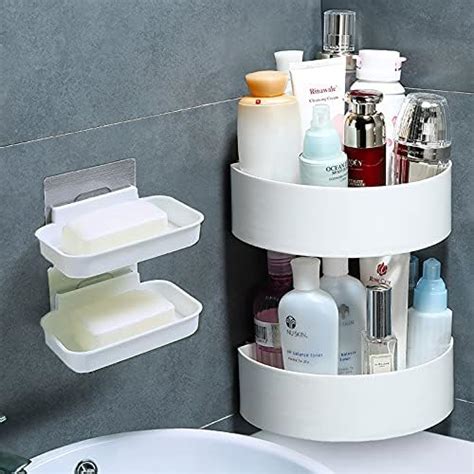 wolpin Plastic Wall Shelves (2 Pc With 2 Soap Cases) Round Corner ...