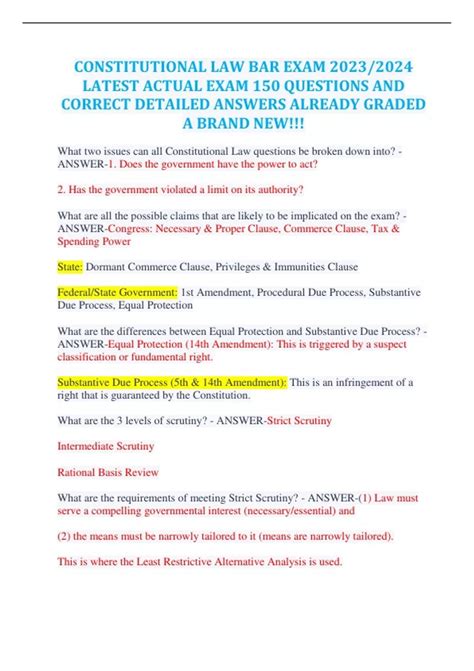 CONSTITUTIONAL LAW BAR EXAM 2023/2024 LATEST ACTUAL EXAM 150 QUESTIONS ...