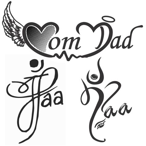 Voorkoms Mom Dad Heart Maa Paa Shape Maa Ganesha Shape Temporary Body ...