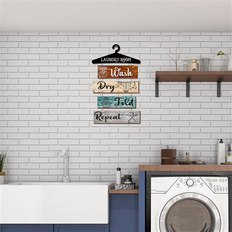 Buy 5 Pieces Laundry Room Wall Sign Rustic Laundry Room Rules Hanging ...