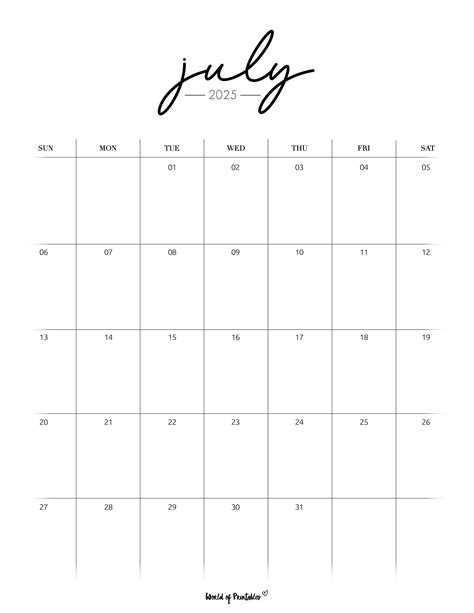 Free Printable July 2025 Calendars | 100+ Best - World of Printables
