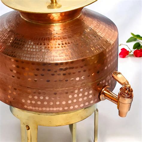 Handmade Pure Copper Water Dispenser With Stand– Shri-badri