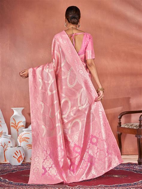 Buy NOZ2TOZ Women's Cotton Pink Woven Design Designer Saree With Blouse ...