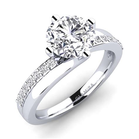 Order Engagement Ring Lia 2.0crt in Round cut 2 Carat 950 Palladium ...