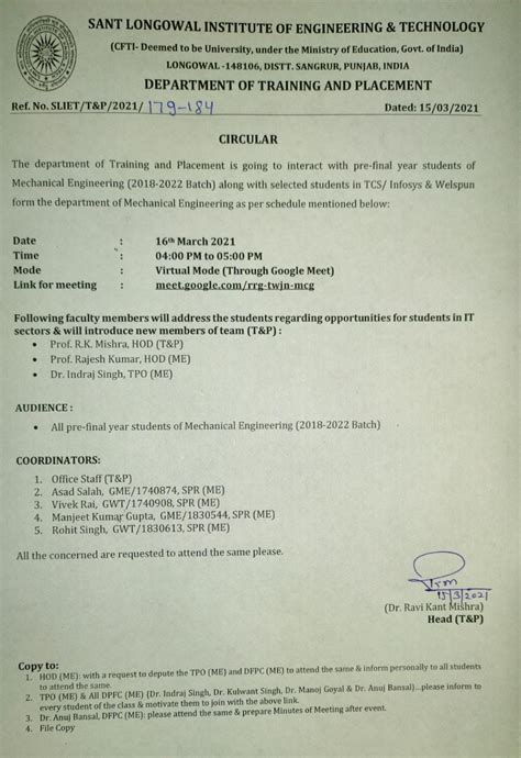 Training & Placement | 15.03.2021(a)