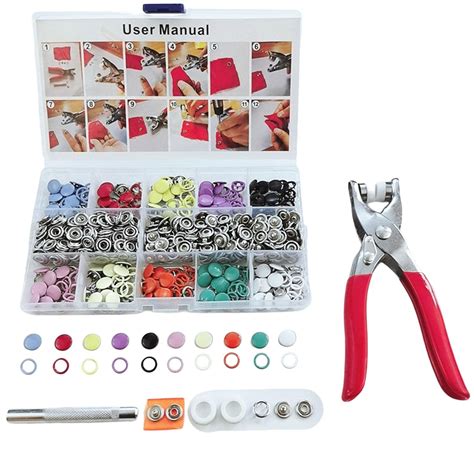 Enakshi Snap Fasteners Kit Press Tool Metal Snap Buttons Rings with ...